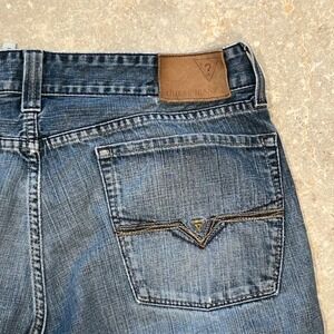 Guess Desmond Relaxed Fit Jeans Mens 36x29 Blue Denim‎ Cotton Pant Distressed